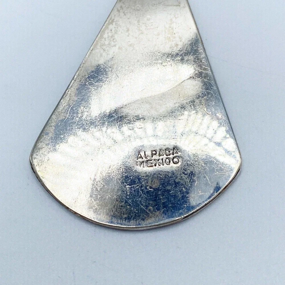 Vintage Alpaca Mexico Silver Abalone Mother of Pearl Large Dangle Earrings 3" - Picture 5 of 7